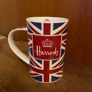 Harrods Union Jack Tall Coffee Cup Mug Fine Bone China Made in England